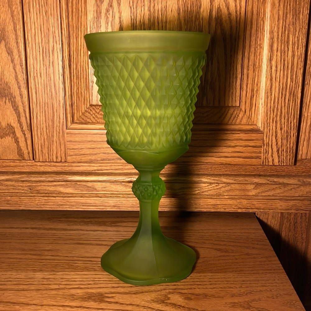 Indiana Lime Green Glass Goblet/Vase